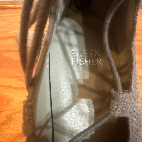Eileen Fisher Loop 2 Lace Grey Flats sz 7 Leather Suede Flats Lace Up ballet - Picture 4 of 5